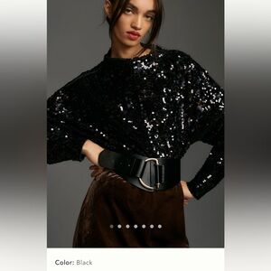 NWT new XLP XL petite Anthropologie pilcro Alani cashmere sweater sequin black